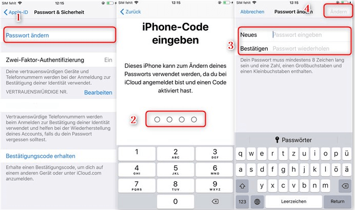 apple id passwort auf iphone ändern