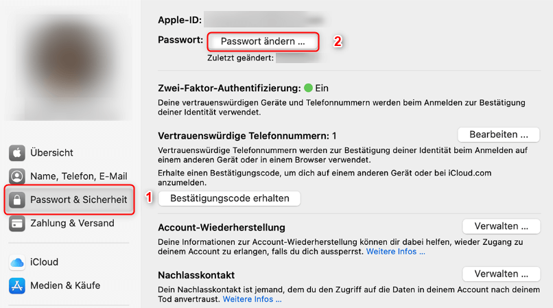 Apple ID Passwort auf Mac ändern