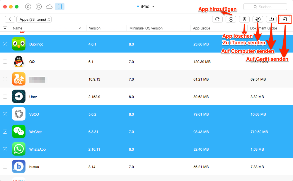 Apps vom iPad auf iPod übertragen – Schritt 3