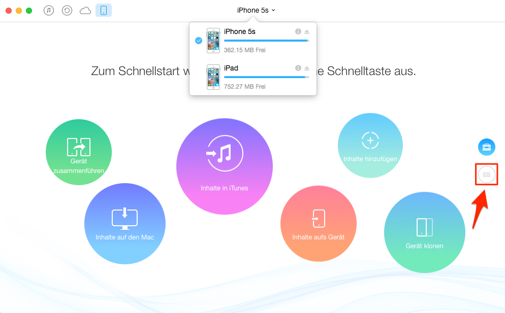 Apps vom iPhone auf iPad übertragen mit AnyTrans – Schritt 2