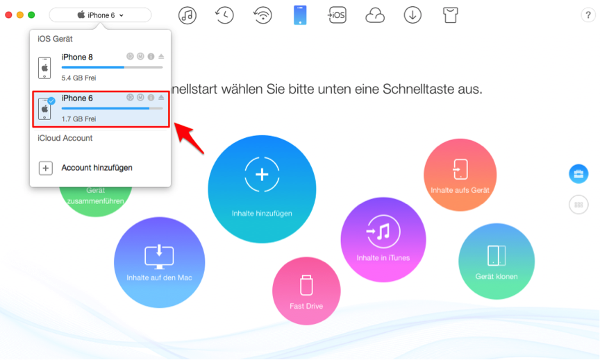 App zwischen zwei iPhones transportieren – Schritt 1
