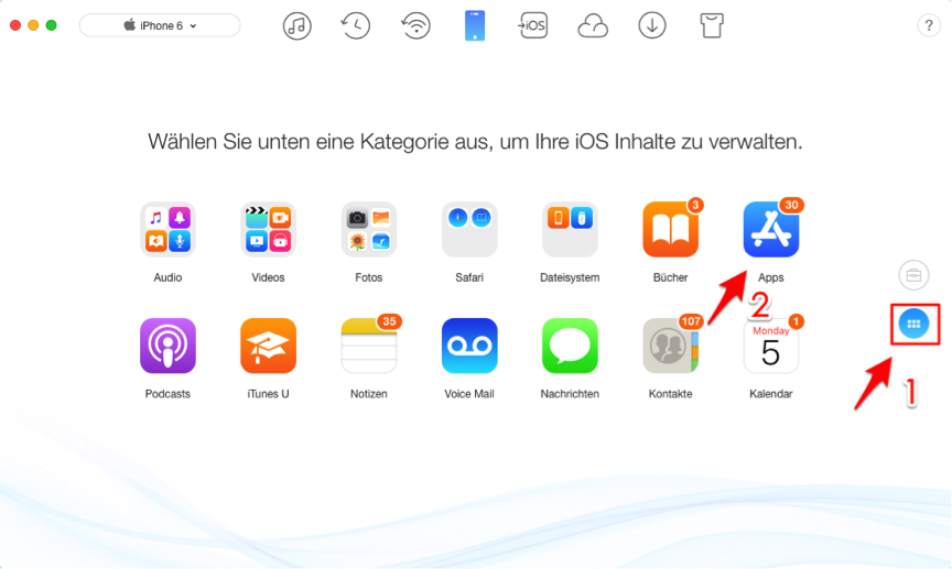 Apps mit AnyTrans übertragen – Schritt 2