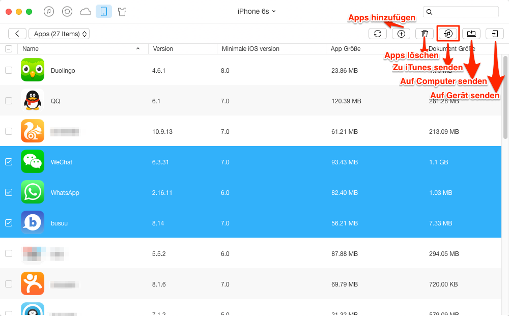 Apps vom iPhone auf iTunes – Schritt 3