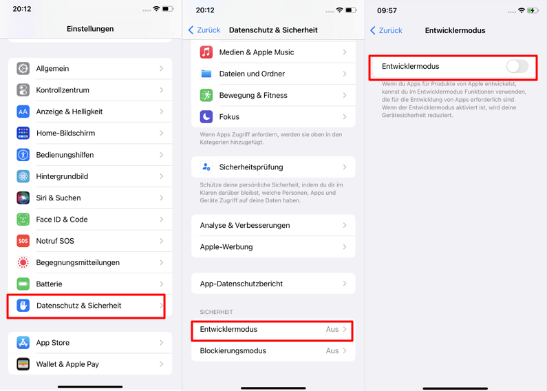 Apps vom Entwickler zulassen