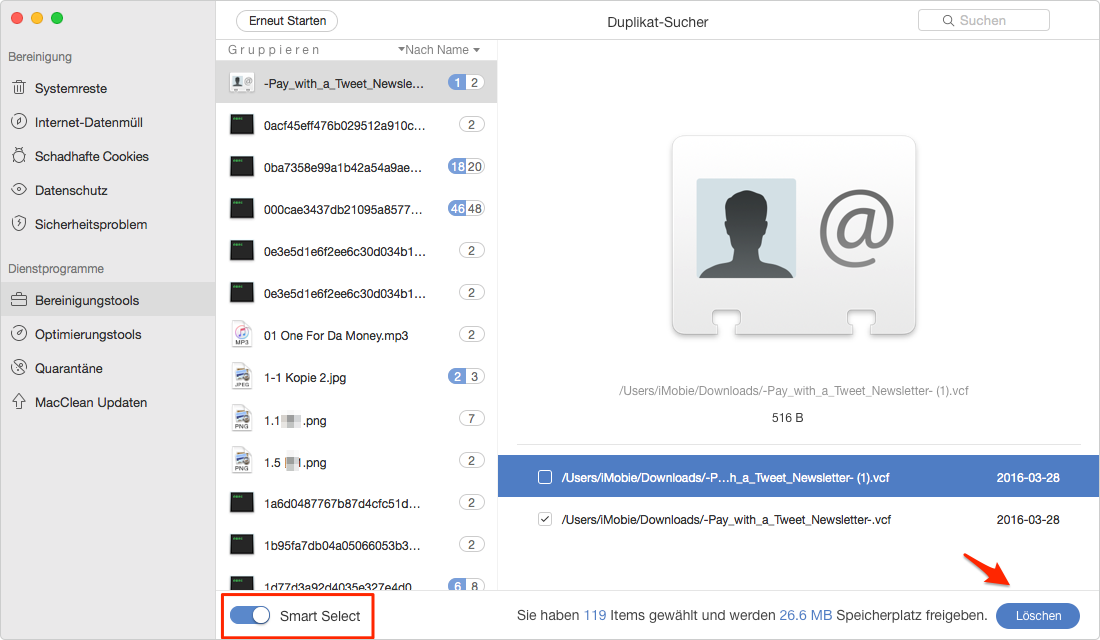 Vom Mac findet man Duplikate - Schritt 3