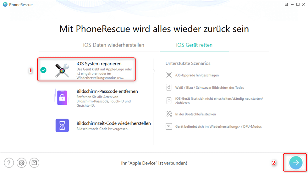 Auf - iOS System reparieren - klicken