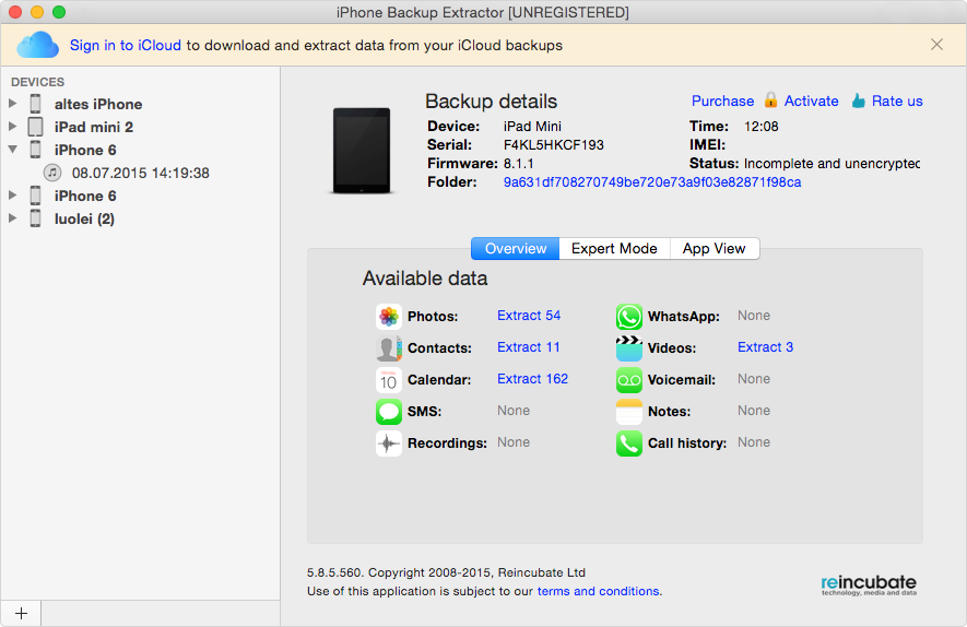 iPhone Backup Extractor - Backup Software für iOS 9