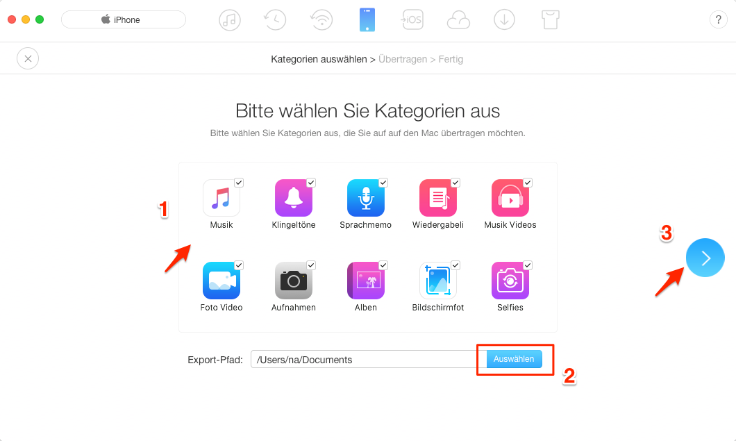  Daten von dem iOS 12 langsamen iPhone sichern – Schritt 4