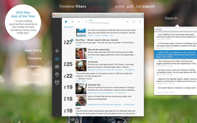 Day One - beste App für Mac