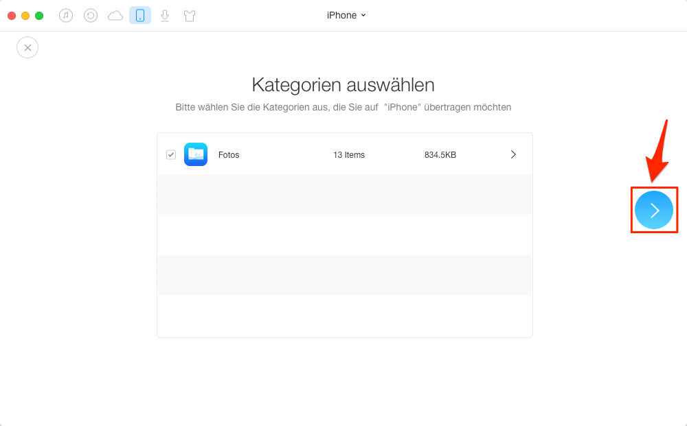 Bestimmte Teil vom iTunes-Backup auf neues iPhone – Schritt 3