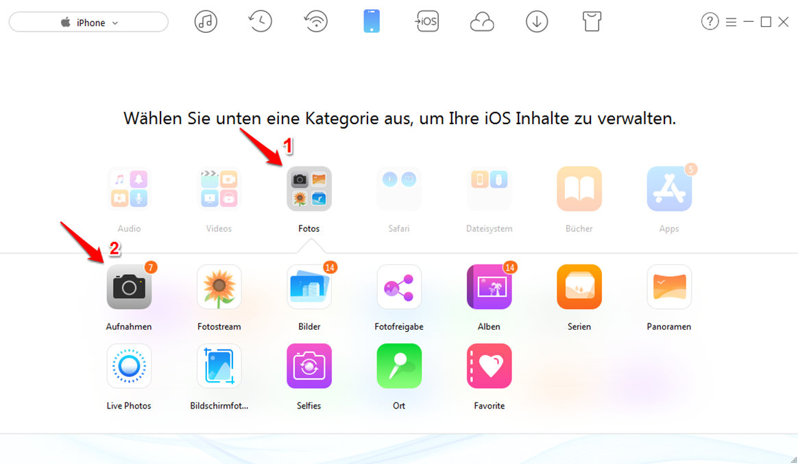 Bilder vom iPhone auf den Computer – Schritt 2