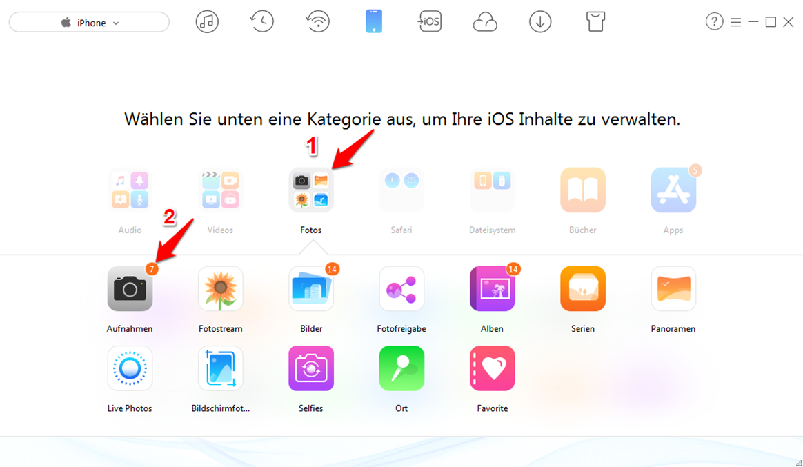 Bilder vom iPhone auf den Computer ziehen – Schritt 2