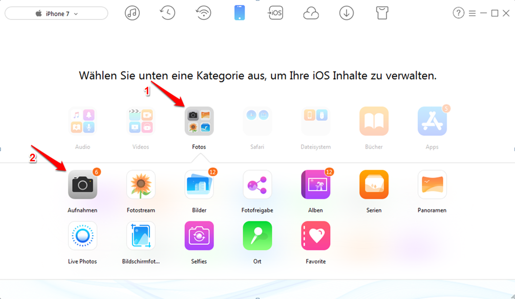 Bilder vom iPhone auf PC mit AnyTrans übertragen – Schritt 2