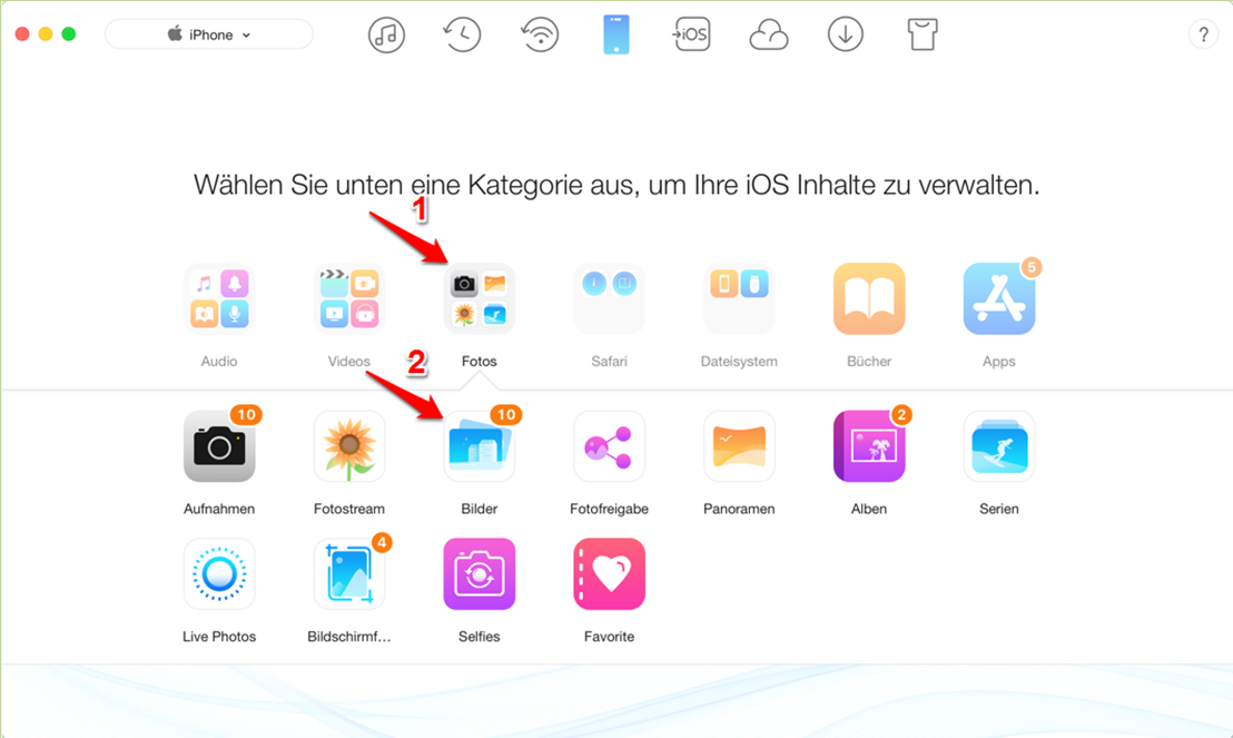 iPhone Bilder vom Mac auf iPhone 6 übertragen – Schritt 2