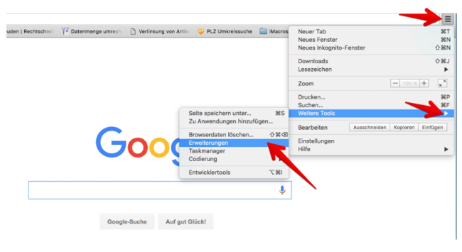 Browser-Erweiterungen deaktivieren