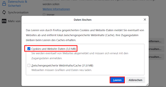 Browserdaten löschen