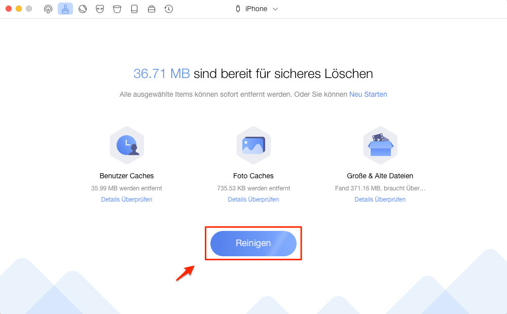 iTunes Radio Caches vom iOS-Gerät reinigen - Schritt 3