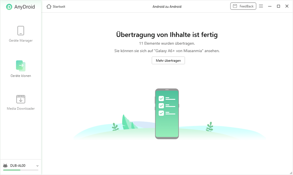 übertragen ist fertig