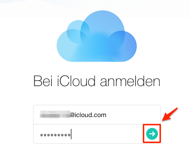 iCloud Account anmelden – Schritt 2