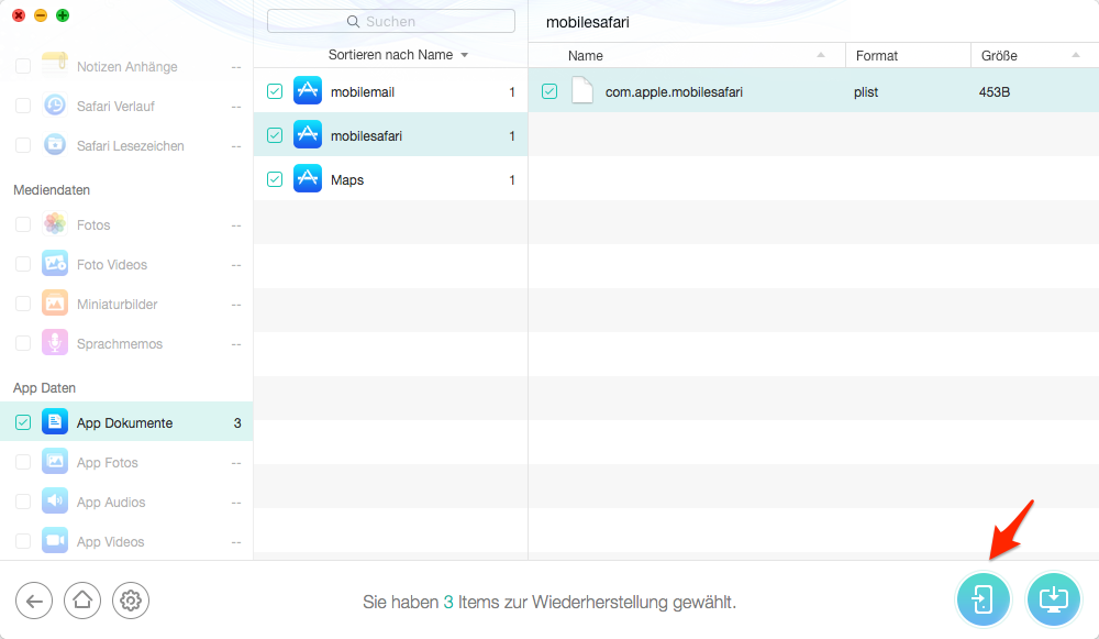 Daten auf dem iPad aus iTunes-Backup retten – Schritt 4