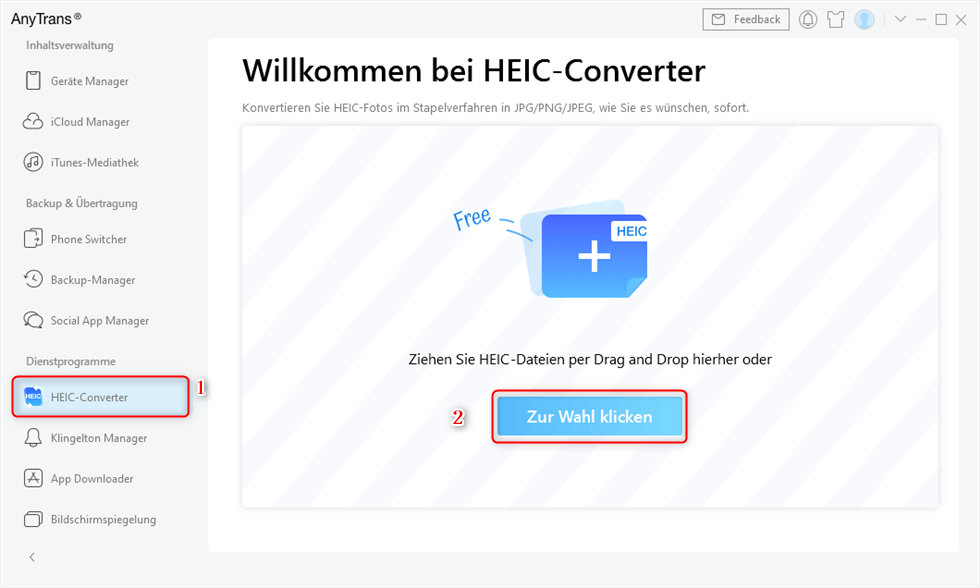 Die Funktion HEIC-Converter wählen