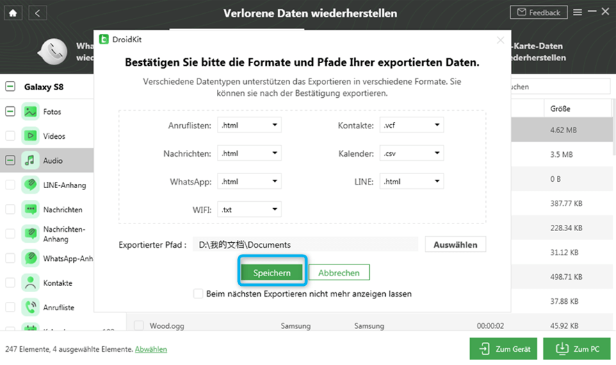 Die gelöschten Daten wiederherstellen