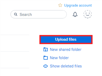 Dropbox öffnen und Dateien wählen