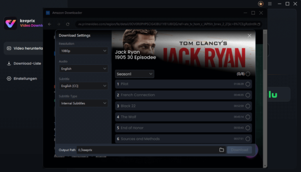 Qualität (bis zu 4K) und das Speicherformat wählen