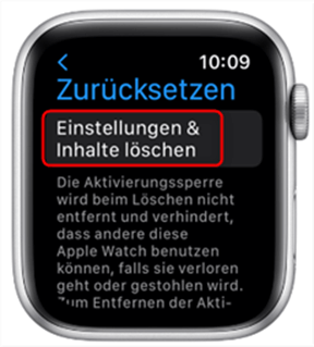 Einstellungen und Inhalte von einer Apple Watch löschen