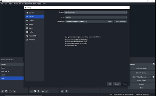 Hinzufügen des Streamer-Schlüssels der Streaming-Plattform