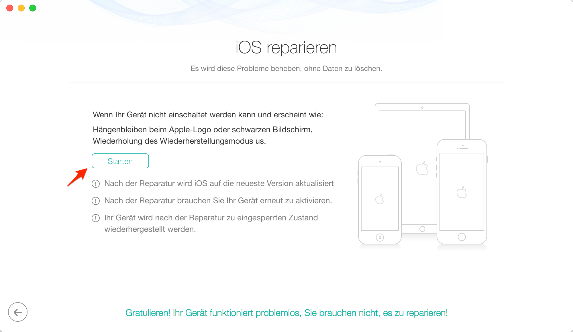 Fehler „iPhone startet nicht“ mit PhoneRescue schnell fixieren – Schritt 3