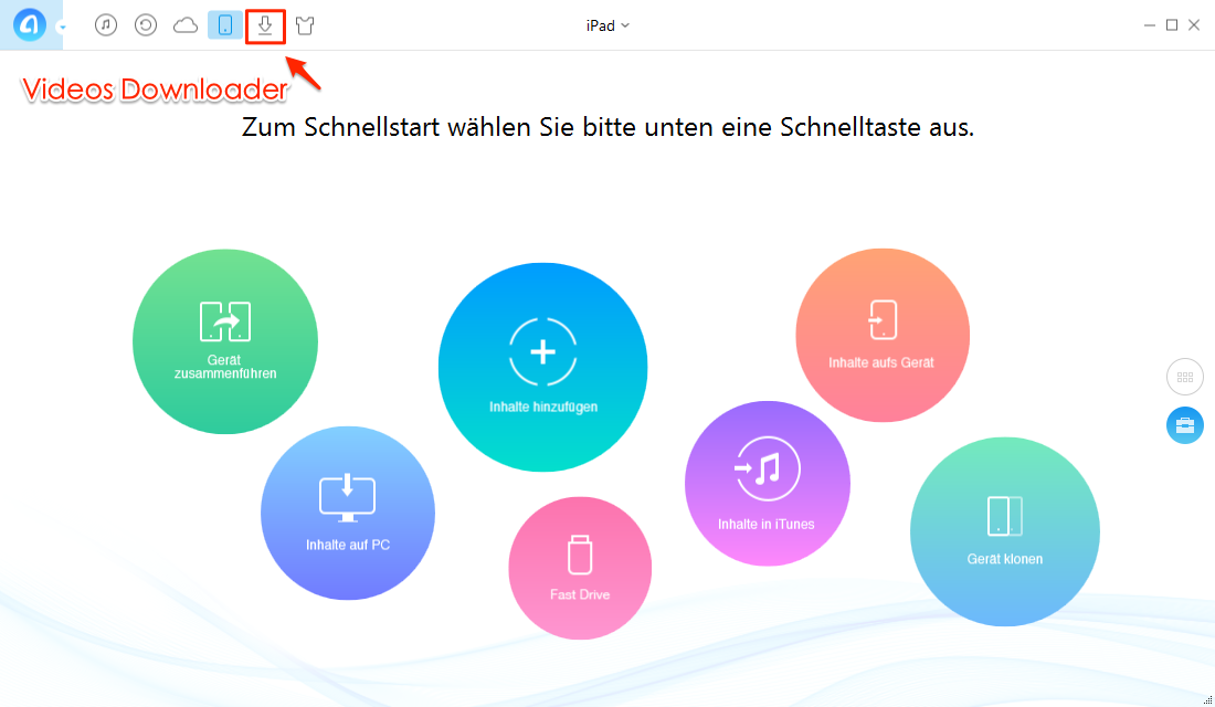 AnyTrans Starten und die Funktion für Download auswählen - Schritt 1