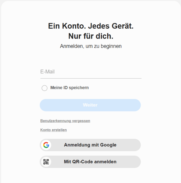 Melden Sie sich mit Ihrem Samsung-Konto an