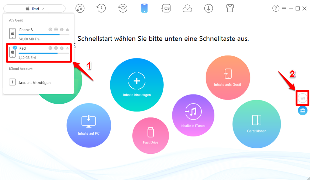 Fotos vom iPad auf iPhone 7 - Schritt 1