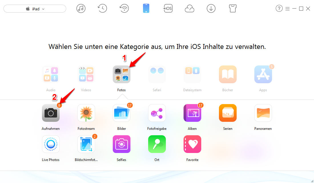 Bilder vom iPad auf iPhone 7 - Schritt 2