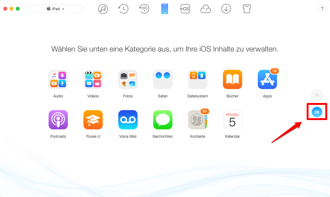 Fotos vom Mac auf iPad übertragen – Schritt 1