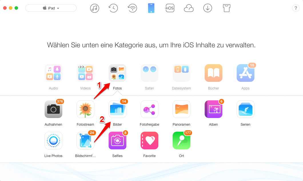 Bilder von Mac auf iPad direkt übertragen – Schritt 2