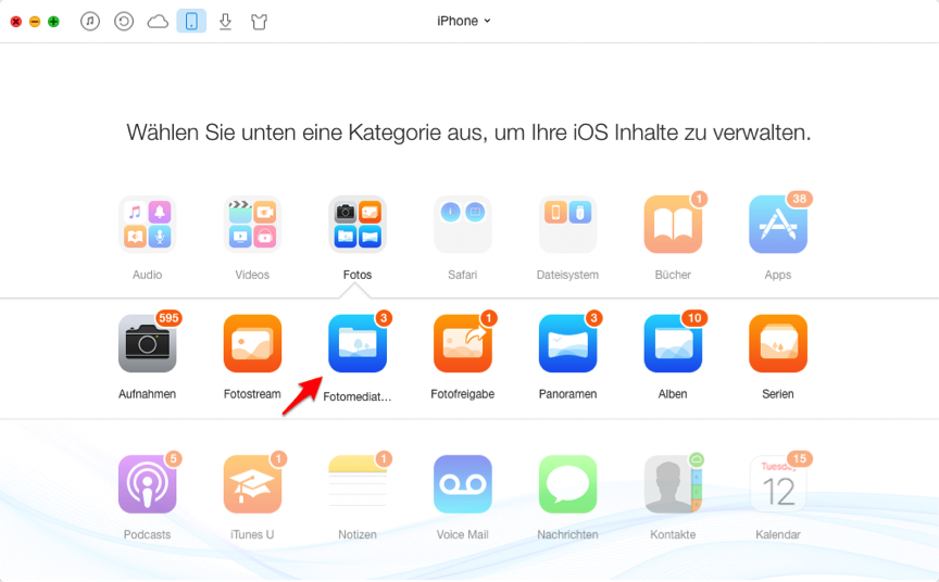 Bilder vom MacBook Pro/Air auf iPhone übertragen