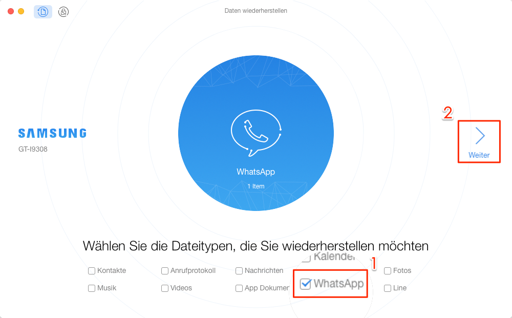 Gelöschte WhatsApp von iOS-Gerät widerherstellen – Schritt 2
