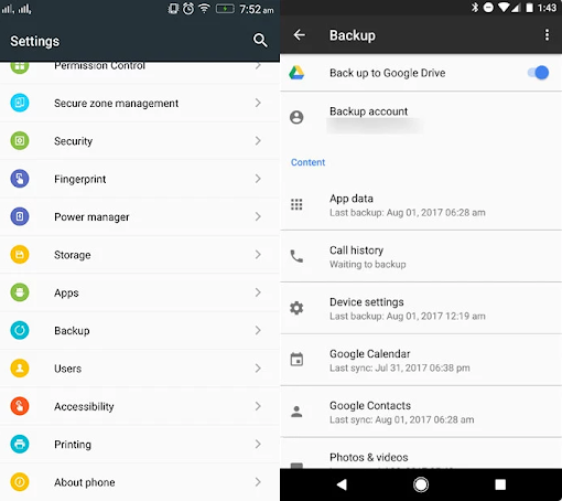 unter „Einstellungen“ > „Konten“ > Ihr Google-Konto