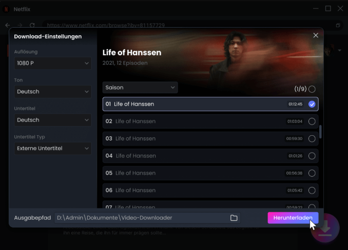 Herunterladen starten