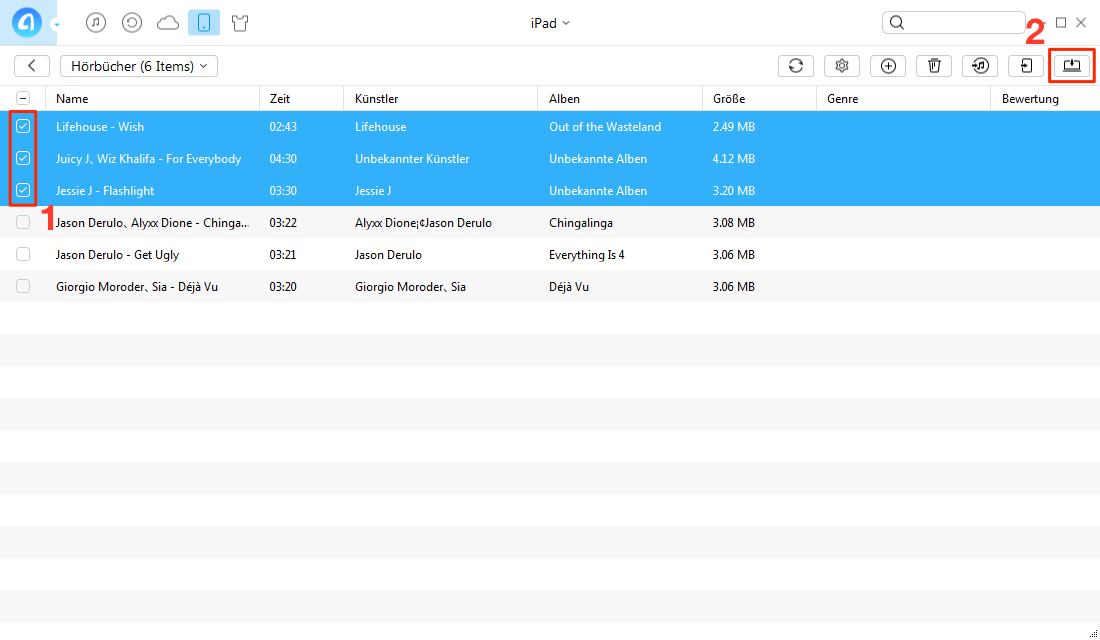 Hörbücher vom iPad auf PC übertragen ohne iTunes – Schritt 2