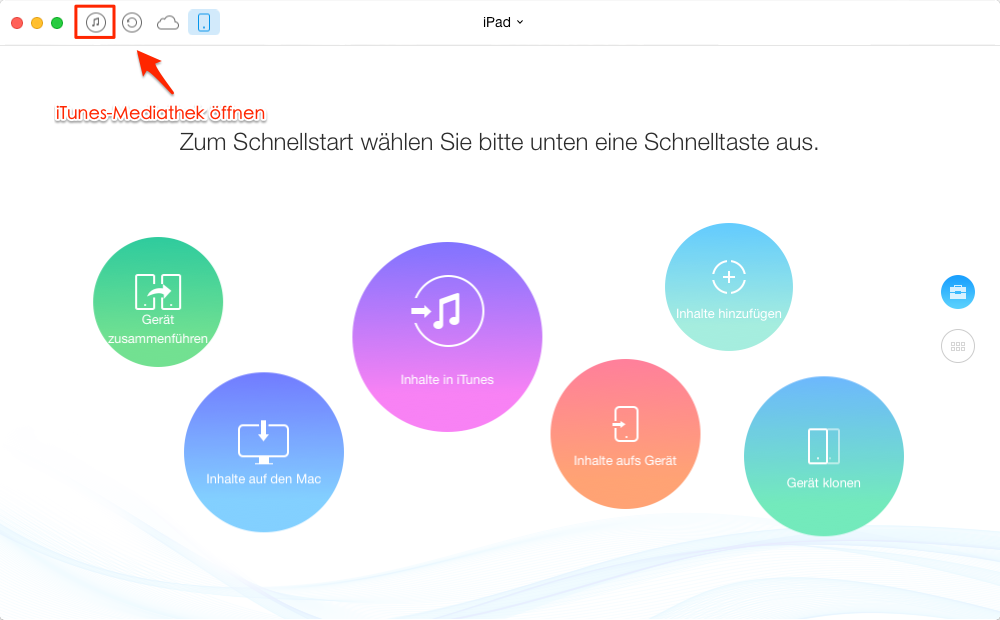 AnyTrans starten und iTunes Mediathek öffnen– Schritt 1