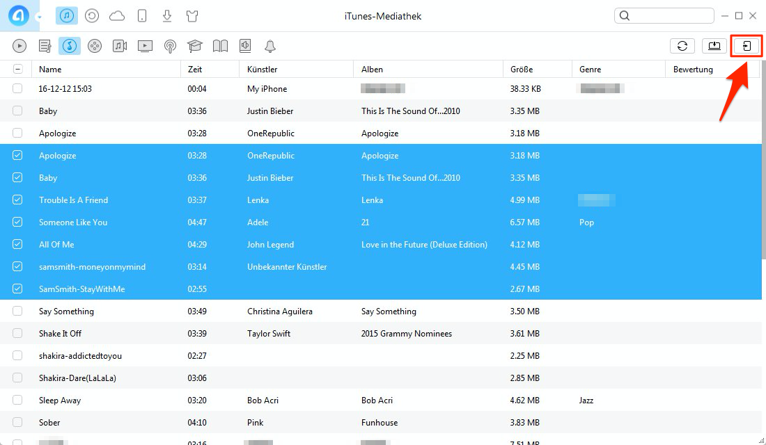 AnyTrans importiert die Musik von iTunes auf iPhone - Schritt 2