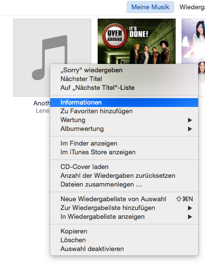 Man kann die Infomationen der Musik schauen - Schritt 1