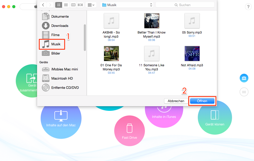 Ohne iTunes – Musik vom Mac auf iPhone 6/6s/7/8 – Schritt 2
