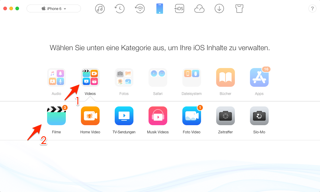 Videos vom iPhone auf PC selektiv übertragen – Schritt 2