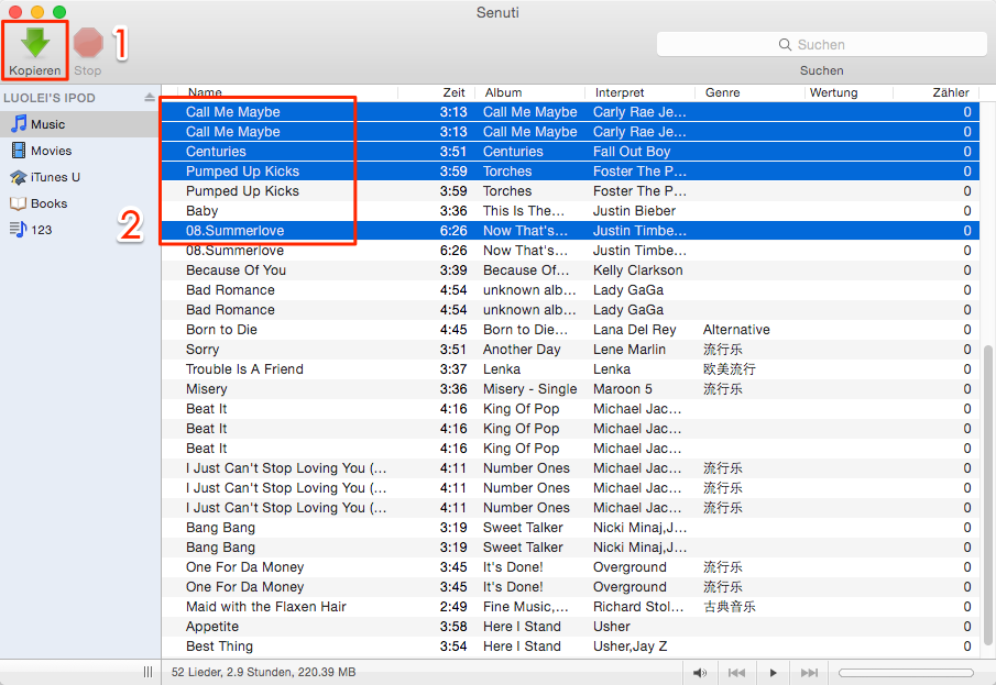 iPod Musik mit Senuti auf Mac kopieren