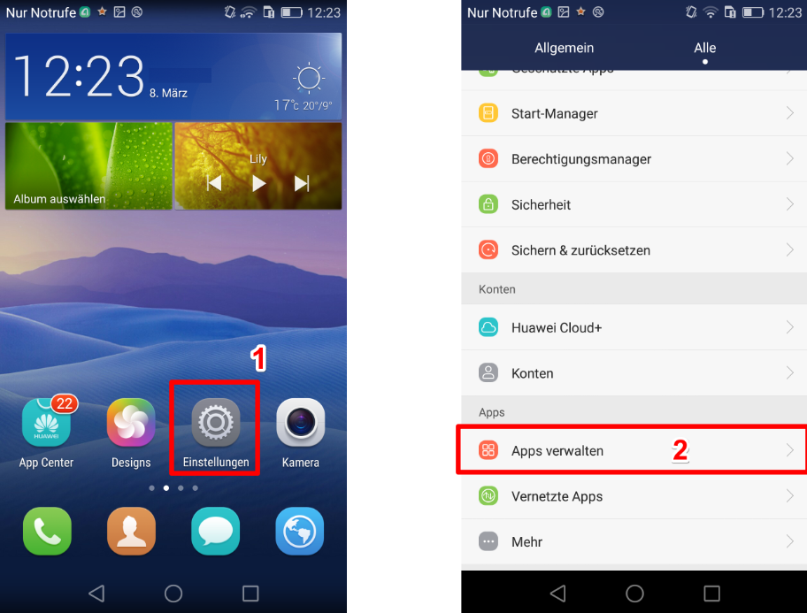 Huawei Apps deinstallieren – Schritt 1