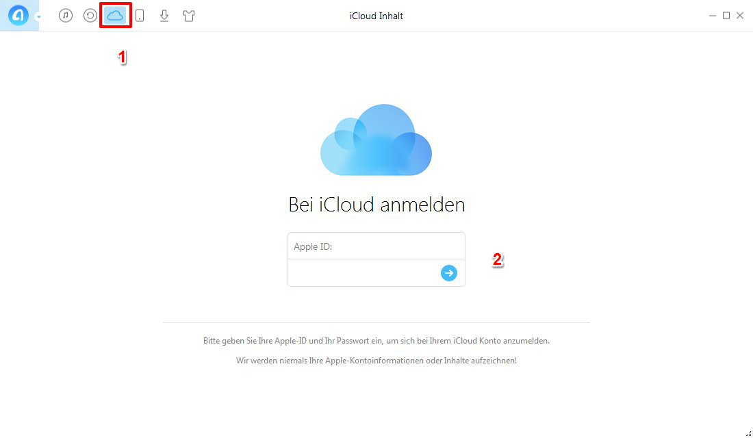 iCloud Backup auslesen – bei iCloud anmelden